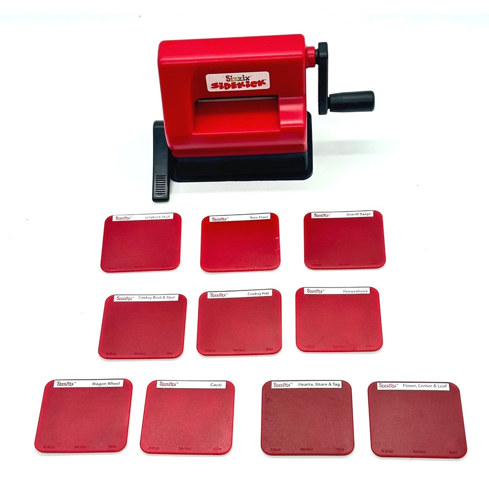 Sizzix Sidekick Manual Die Cutting Machine Red 10 Sizzlits Dies Western Floral